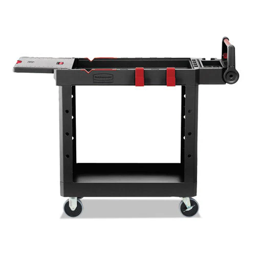 Heavy Duty Adaptable Utility Cart, Plastic, 2 Shelves, 500 Lb Capacity, 17.8" X 46.2" X 36", Black - Image 2