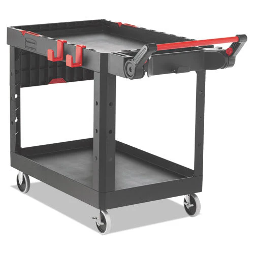 Heavy Duty Adaptable Utility Cart, Plastic, 2 Shelves, 500 Lb Capacity, 25.2" X 51.5" X 36", Black - Image 1