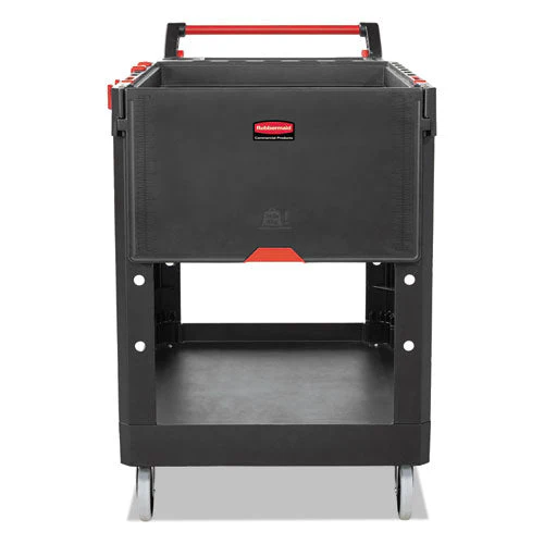 Heavy Duty Adaptable Utility Cart, Plastic, 2 Shelves, 500 Lb Capacity, 25.2" X 51.5" X 36", Black - Image 2