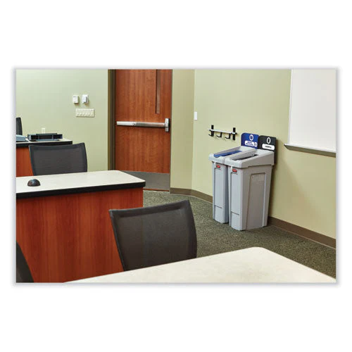 Slim Jim Recycling Station Kit, 2-stream Landfill/mixed Recycling, 46 Gal, Plastic, Blue/gray - Image 2