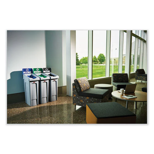 Slim Jim Recycling Station Kit, 3-stream Landfill/mixed Recycling, 69 Gal, Plastic, Blue/gray/green - Image 2