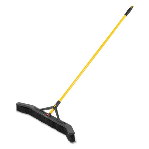 Maximizer Push-to-center Broom, Poly Bristles, 36 X 58.13, Steel Handle, Yellow/black - Image 1