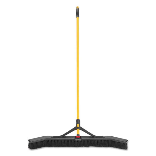 Maximizer Push-to-center Broom, Poly Bristles, 36 X 58.13, Steel Handle, Yellow/black - Image 2