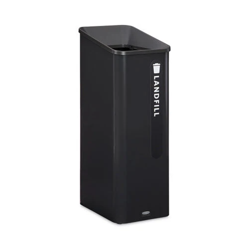 Sustain Decorative Refuse With Recycling Lid, 15 Gal, Metal/plastic, Black - Image 1