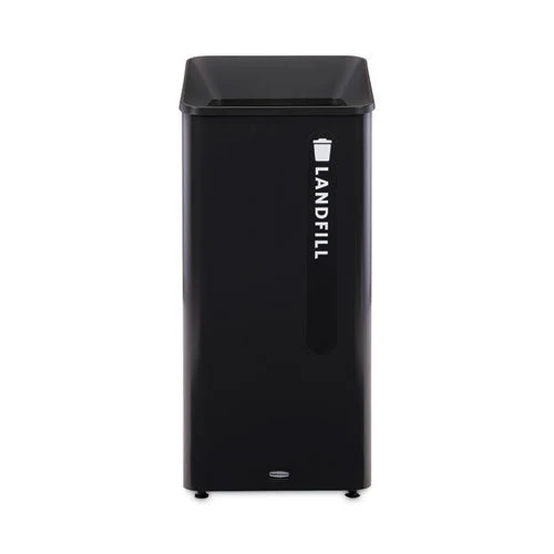 Sustain Decorative Refuse With Recycling Lid, 23 Gal, Metal/plastic, Black - Image 1