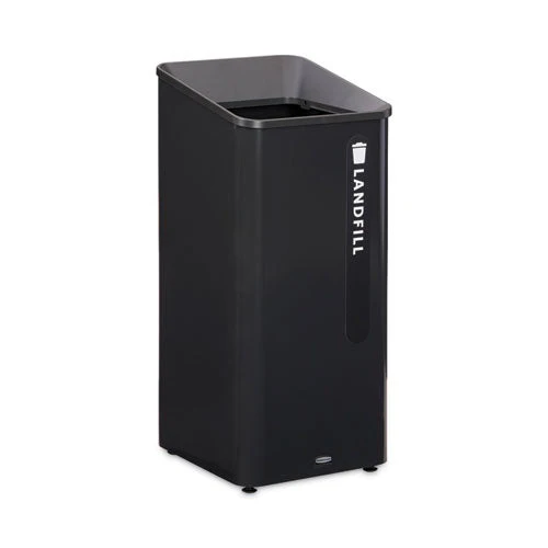 Sustain Decorative Refuse With Recycling Lid, 23 Gal, Metal/plastic, Black - Image 2