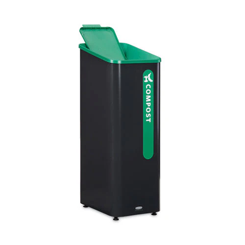 Sustain Decorative Refuse With Recycling Lid, 15 Gal, Metal/plastic, Black/green - Image 3