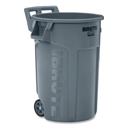 Vented Wheeled Brute Container, 44 Gal, Plastic, Gray - Image 1