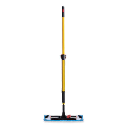 Adaptable Flat Mop Kit, 19.5 X 5.5 Blue Microfiber Head, 48" To 72" Yellow Aluminum Handle - Image 2