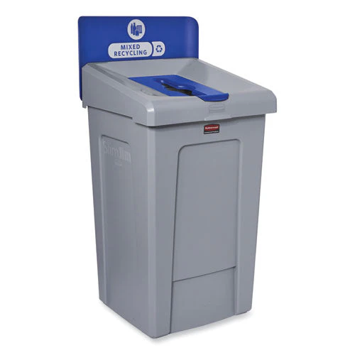 Slim Jim Recycling Station 1-stream, Mixed Recycling Station, 33 Gal, Resin, Gray - Image 3