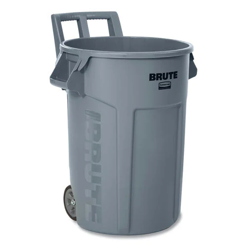 Vented Wheeled Brute Container, 32 Gal, Plastic, Gray - Image 1