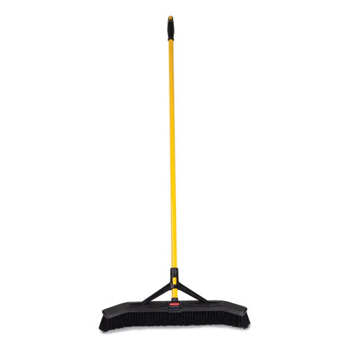 Maximizer Push-to-center Broom, 24", Polypropylene Bristles, Yellow/black - Image 1