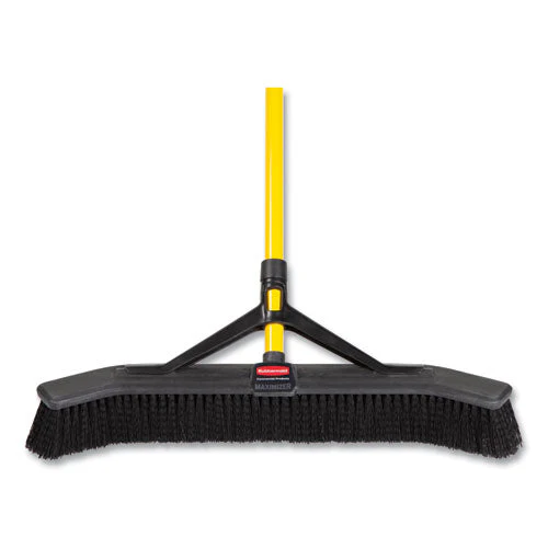 Maximizer Push-to-center Broom, 24", Polypropylene Bristles, Yellow/black - Image 2