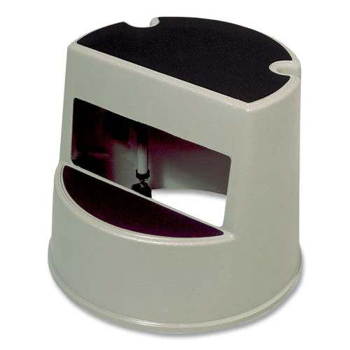Rolling Step Stool, Curved Design, 2-step, Retracting Casters, 350 Lb Capacity, 16" Diameter X 13.5"h, Beige - Image 2