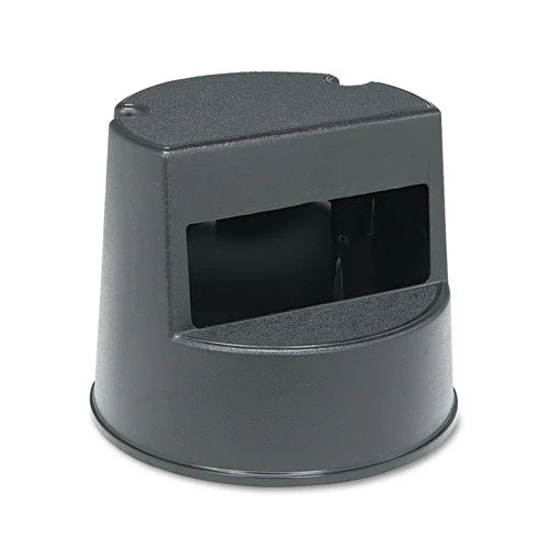 Rolling Step Stool, Curved Design, 2-step, Retracting Casters, 350 Lb Capacity, 16" Diameter X 13.5"h, Black - Image 1