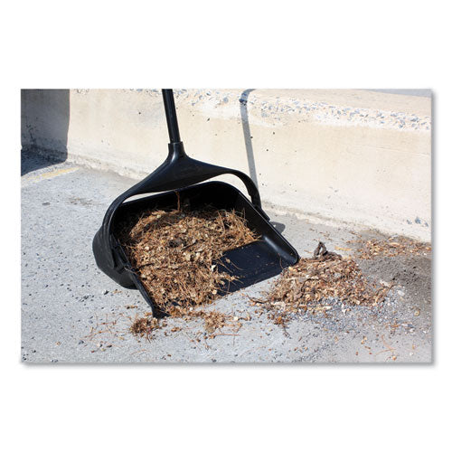 Lobby Pro Upright Dustpan With Wheels, 12.5w X 37h, Polypropylene With Vinyl Coat, Black - Image 2