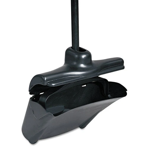 Lobby Pro Upright Dustpan, With Cover, 12.5w X 37h, Plastic Pan/metal Handle, Black - Image 1