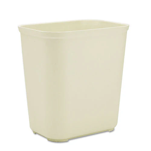 Fiberglass Wastebasket, 7 Gal, Fiberglass, Beige - Image 1