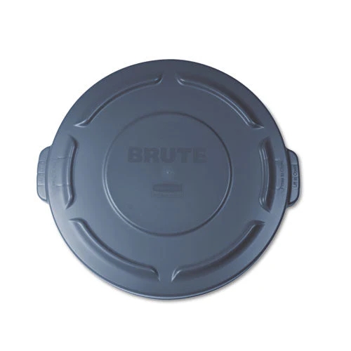 Brute Self-draining Flat Top Lids For 20 Gal Round Brute Containers, 19.88" Diameter, Gray - Image 1