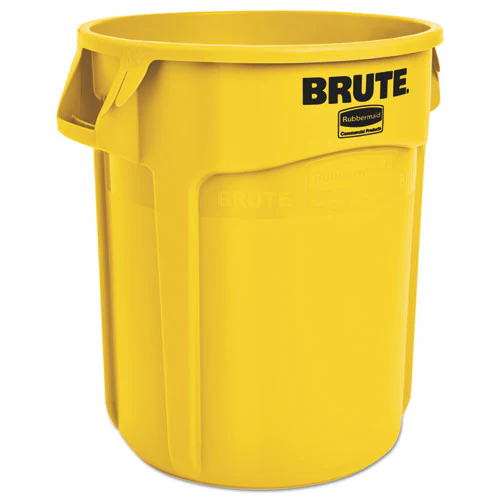 Vented Round Brute Container, 20 Gal, Plastic, Yellow - Image 1