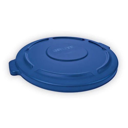 Brute Self-draining Flat Top Lids For 32 Gal Round Brute Containers, 22.25" Diameter, Blue - Image 1
