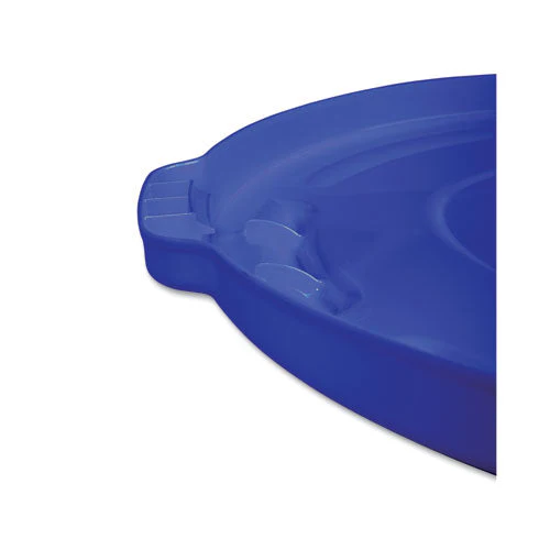 Brute Self-draining Flat Top Lids For 32 Gal Round Brute Containers, 22.25" Diameter, Blue - Image 3