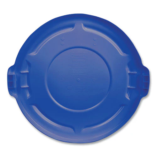 Brute Self-draining Flat Top Lids For 32 Gal Round Brute Containers, 22.25" Diameter, Blue - Image 2