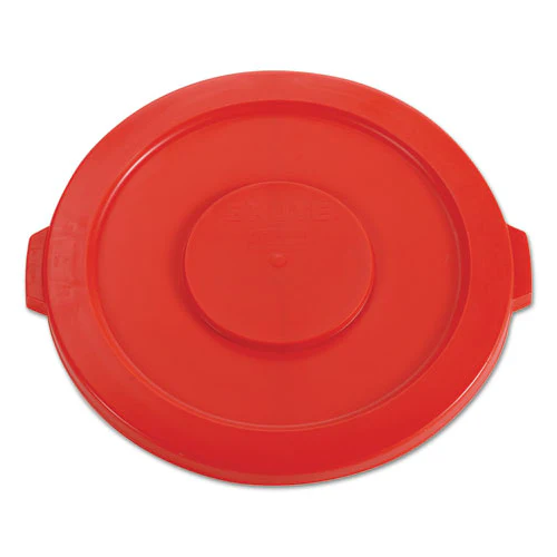 Brute Self-draining Flat Top Lids For 32 Gal Round Brute Containers, 22.25" Diameter, Red - Image 1