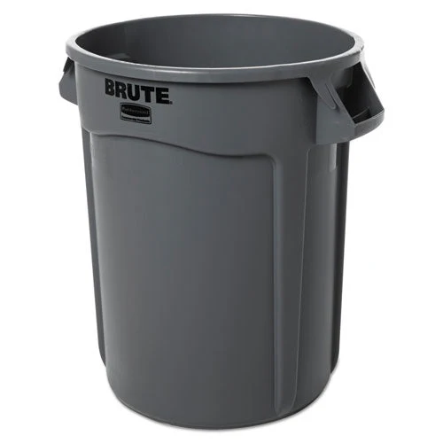 Vented Round Brute Container, 32 Gal, Plastic, Gray - Image 1