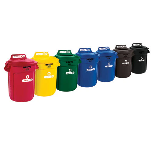Vented Round Brute Container, 32 Gal, Plastic, Red - Image 2