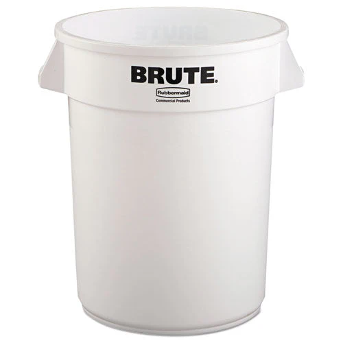Vented Round Brute Container, 32 Gal, Plastic, White - Image 1