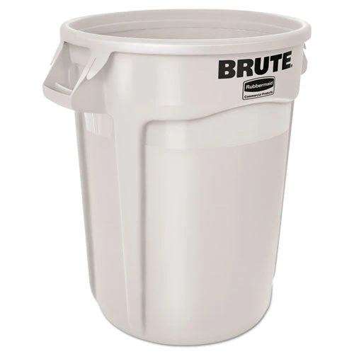 Vented Round Brute Container, 32 Gal, Plastic, White - Image 2