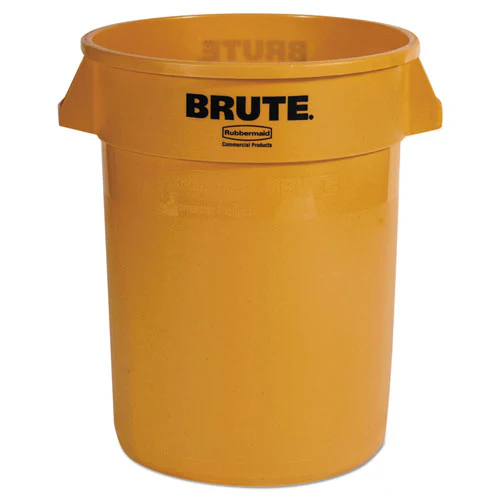 Vented Round Brute Container, 32 Gal, Plastic, Yellow - Image 1