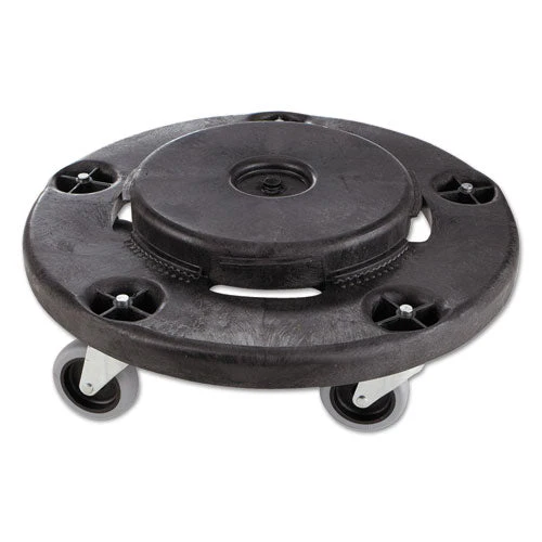Brute Round Twist On/off Dolly, 250 Lb Capacity, 18" Dia X 6.63"h, Fits 20 To 55 Gallon Brute Containers, Black - Image 1