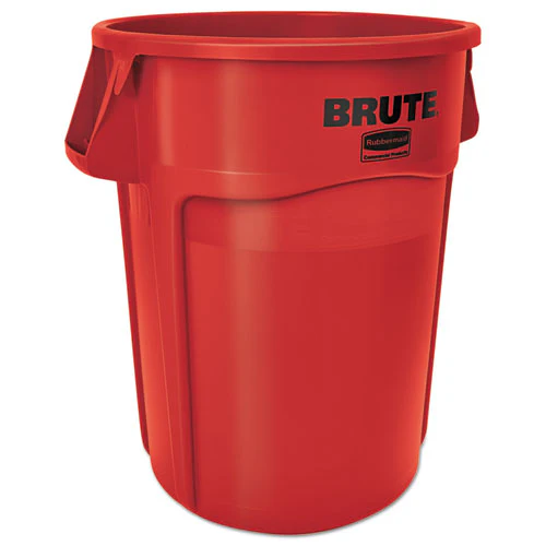 Vented Round Brute Container, 44 Gal, Plastic, Red, 4/carton - Image 1