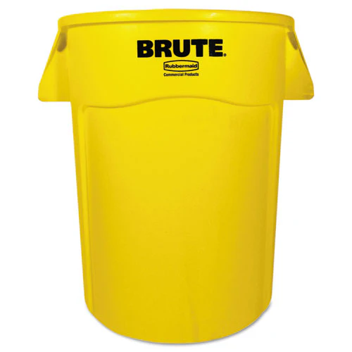 Vented Round Brute Container, 44 Gal, Plastic, Yellow - Image 1