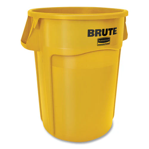 Vented Round Brute Container, 44 Gal, Plastic, Yellow - Image 3