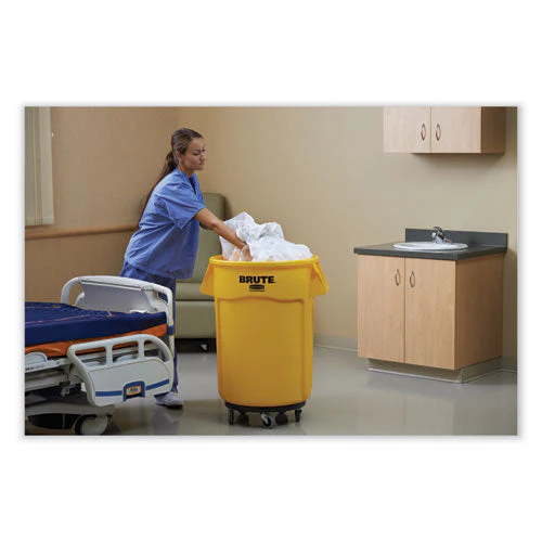 Vented Round Brute Container, 44 Gal, Plastic, Yellow - Image 2