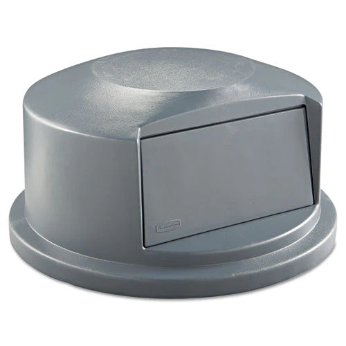 Round Brute Dome Top Receptacle, Push Door For 44 Gal Containers, 24.81" Diameter X 12.63h, Gray - Image 1