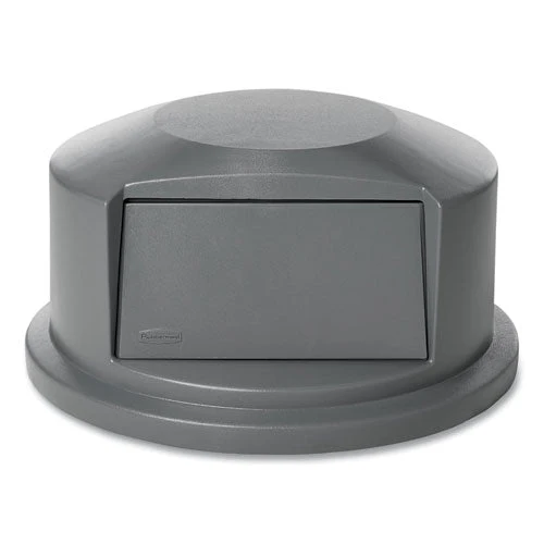 Round Brute Dome Top Receptacle, Push Door For 44 Gal Containers, 24.81" Diameter X 12.63h, Gray - Image 2