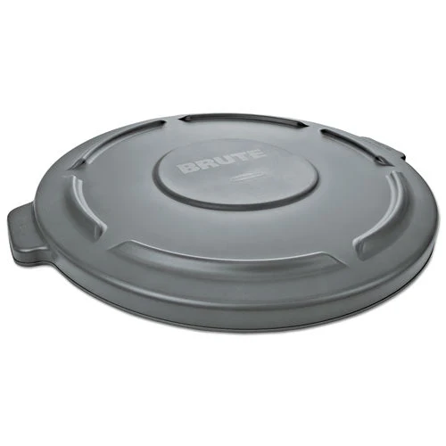 Brute Self-draining Flat Top Lids For 55 Gal Round Brute Containers, 26.75" Diameter, Gray - Image 1
