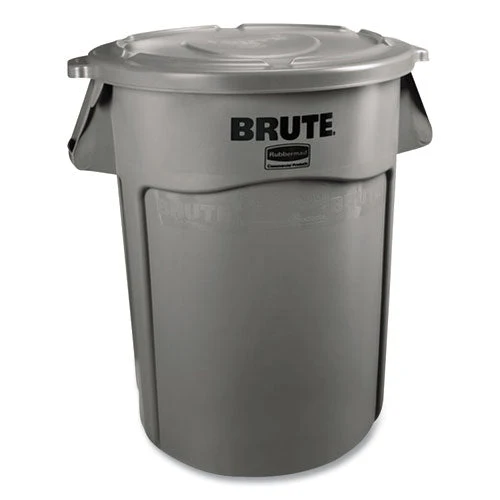 Vented Round Brute Container, 55 Gal, Plastic, Gray - Image 2