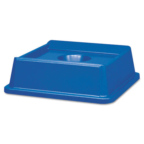 Untouchable Bottle And Can Recycling Top, Round Opening,  20.13w X 20.13d X 6.25h, Blue - Image 1