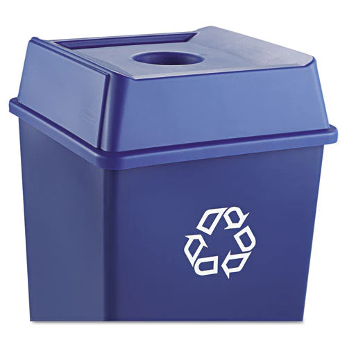 Untouchable Bottle And Can Recycling Top, Round Opening,  20.13w X 20.13d X 6.25h, Blue - Image 3