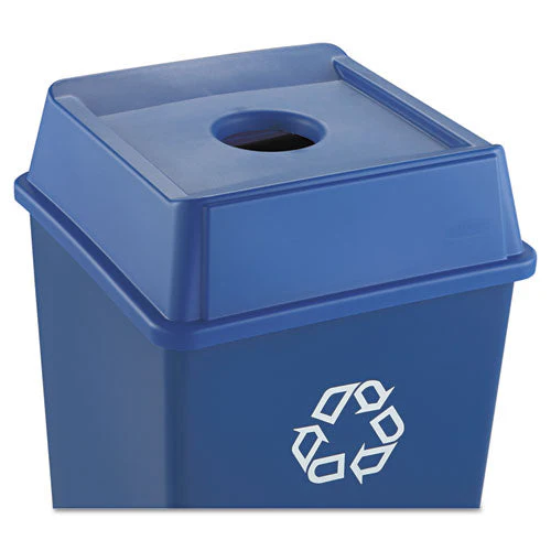 Untouchable Bottle And Can Recycling Top, Round Opening,  20.13w X 20.13d X 6.25h, Blue - Image 2