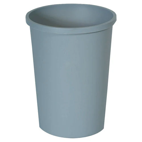 Untouchable Large Plastic Round Waste Receptacle, 11 Gal, Plastic, Gray - Image 1
