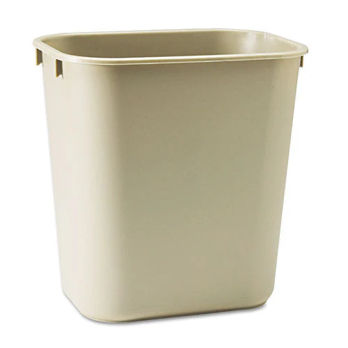 Deskside Plastic Wastebasket, 3.5 Gal, Plastic, Beige - Image 1