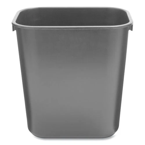 Deskside Plastic Wastebasket, 3.5 Gal, Plastic, Black - Image 1
