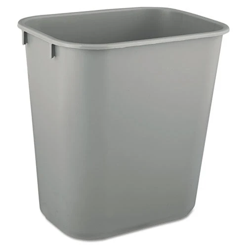 Deskside Plastic Wastebasket, 3.5 Gal, Plastic, Gray - Image 1