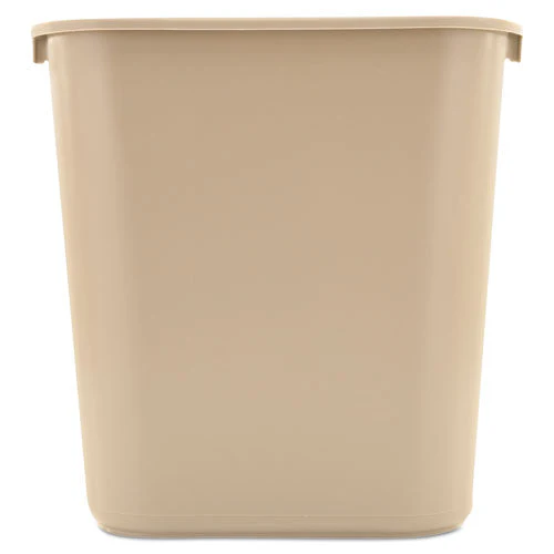 Deskside Plastic Wastebasket, 7 Gal, Plastic, Beige - Image 1